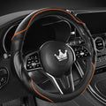 HighnessHwoo 3D Car Steering Wheel Cover Comfort Grip Massage Sporty Anti-Slip Carbon Fiber Faux Leather for F150, Trucks, Je