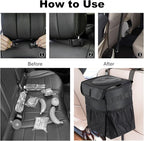 Car Trash Can Pack of 2 Foldable Garbage Bin Leakproof 2.3 Gallons Car Trash Bag Black