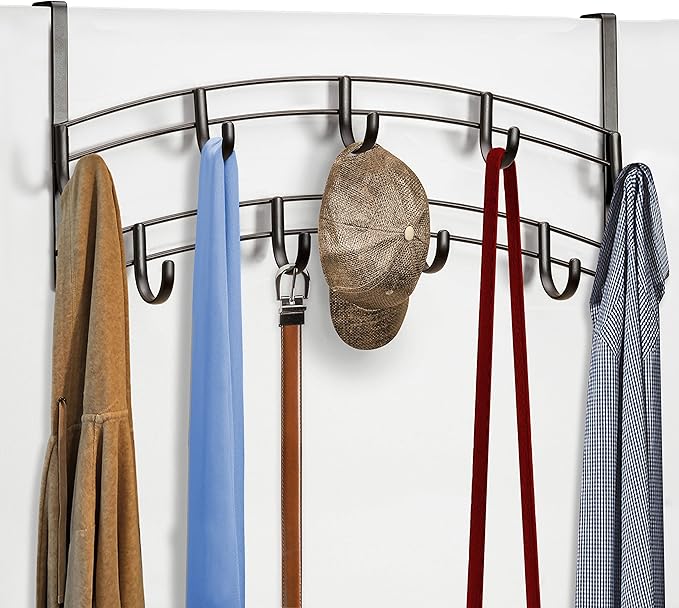LYNK Professional® Home™ Over Door Hooks Rack - 9 Hook Over Door Hanger - Over Door Towel Rack - Hanging Towels or Clothes - 