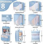 8 Set Packing Cubes for Travel, Gifts for Women Mom,Anti-Tearing Suitcase Organizer for Luggage with Shoe & Hanging Toiletry 