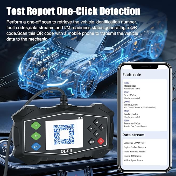 OBD2 Scanner Diagnostic Code Reader,Automotive OBD II Engine Light,Battery Tester,Mode 6, Mode 8 & I/M Readiness,OBDII Scan