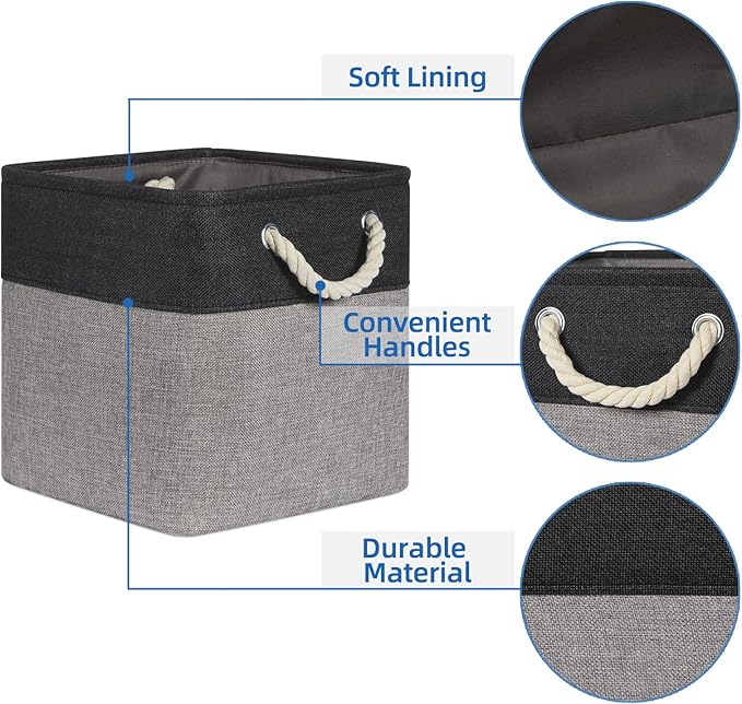 Temary Storage Baskets 4 Pack Fabric Storage Cubes Basket for Organizing, Collapsible Cloth Baskets with Handles for Shelves,