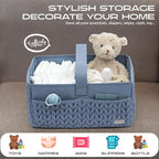 Luxurious Baby Diaper Caddy, Nursery Storage Basket for Newborn Essentials, Travel Baby Basket for Diapers Baby Wipes, Organi