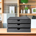 UnionBasic Document Organizer, 3-Drawer File Cabinet Document Storage Box, Office Desktop Filing Organizer, Elegent Grey