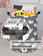 QUEENLALA Large Storage Basket,Laundry Hamper/Bathroom/Home Decor/Collapsible Round Storage Bin,Boys and Girls Hamper/Boxes/C