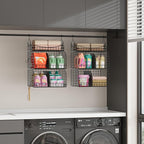 SWTYMIKI Hanging Closet Organizer Storage - 3 Tier Metal Stackable Hanging Closet Shelves with Dividers and S Hooks, Foldable