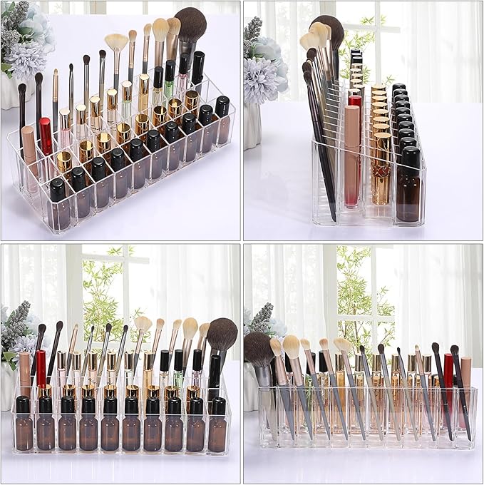 ELLDOO Rollerball Perfume Organizer, 44 Spaces Clear Acrylic Perfume Storage Holder Beauty Scent Holder, Essential Oil Storag
