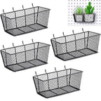 Sieral 4 Pcs Pegboard Baskets Metal Wire Shelf Baskets Peg Board Organizer Accessories Wall Mount Organizer Attachments for G