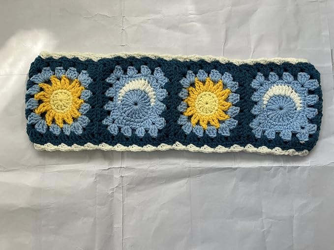 Handmade Crochet Sun and Moon Car Steering Wheel Covers Universal 14-15 inch for Women and Men (Steering Wheel Cover)