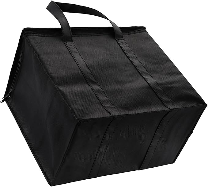 NZ home Insulated Bags for Food Delivery (XL Plus) Grocery Shopping Cooler Bag, Pizza Delivery, Hot & Cold Catering Tote, Reusable, Foldable & Heavy Duty (2 Pack, Black)