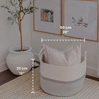 OrganiHaus Large Woven Storage Basket for Blankets and Toys 20" x 13" Inch, Rope Laundry Basket with Handles, Cushions & Pill