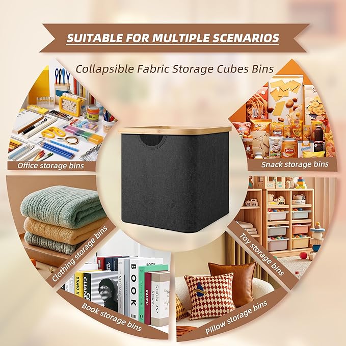 Cube Storage Bin 12 Inch -2 Pack,Collapsible Cube Storage Organizer with Handles,Fabric Storage Bins for Cubes Storages,Squar