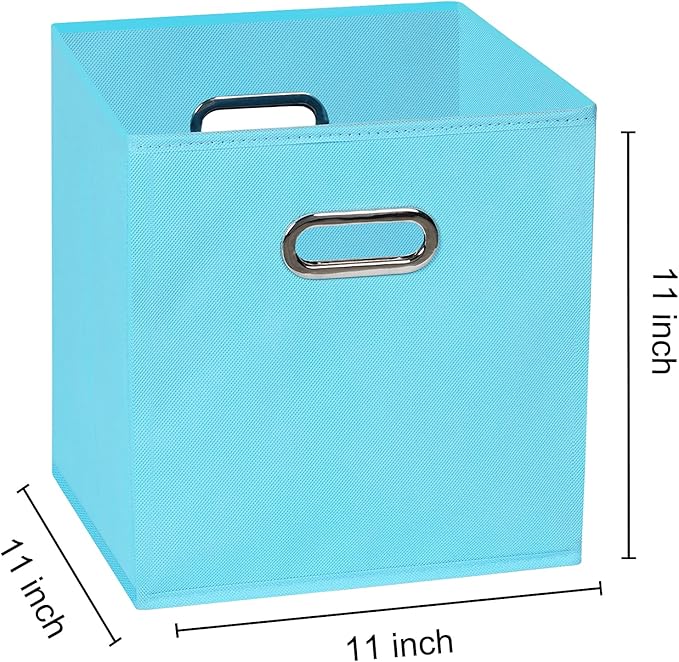 Yunkeeeper storage bins Cubes, Fabric Cube Organizer with Handle, Foldable Cube Bins for Cloth or Accessary Storage, 11x11x11