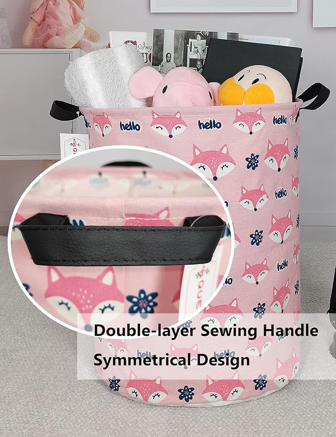 QUEENLALA Large Storage Basket,Laundry Hamper/Bathroom/Home Decor/Collapsible Round Storage Bin,Boys and Girls Hamper/Boxes/C