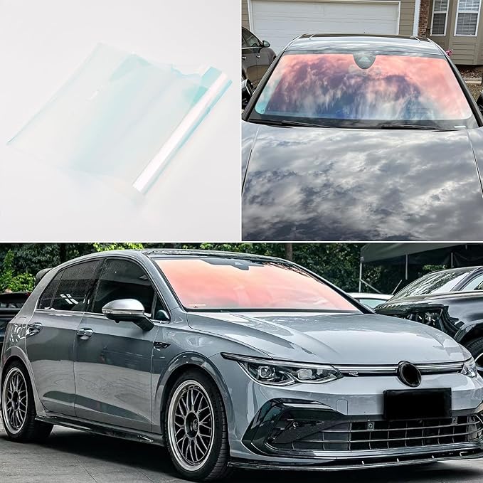 Chameleon Charming Red Windshield Tint 89.3% VLT Car Front Window Tint Colorful Red Color Change Effect Car Window Solar Protection Film, 39.37" x 1181.1"