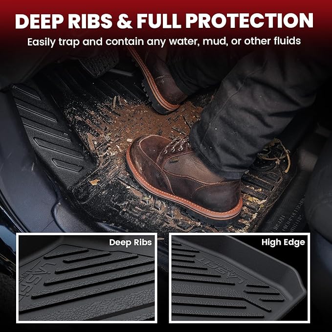 LASFIT Floor Mats & Cargo Mat for Nissan Sentra 2014-2019, Custom Fit TPE All Weather Easy Clean Durable No-Curling Floor Liners for Sentra 2019 2018 2017 2016-2014 Car Mats & Trunk Mat, Black