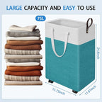 HomeHacks 75L Rolling Laundry Basket with Wheels, Collapsible & Waterproof Laundry Hamper, Mobile Clothes Hamper, Storage Lau