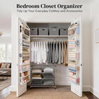 Ultra-Thin 5 Tiers Over the Door Organizer Hanging with 10 Side Pocket for Narrow Gaps,44lbs Behind the Door Storage Closet B