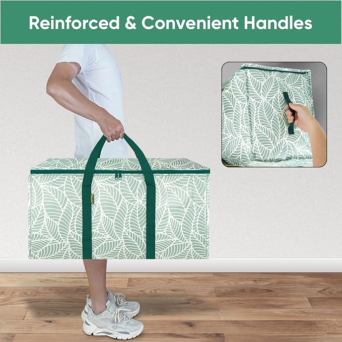 BALEINE 2-Pack Oversized Moving Bags with Reinforced Handles, Heavy-Duty Storage Tote for Clothes, Moving Supplies (Antique F