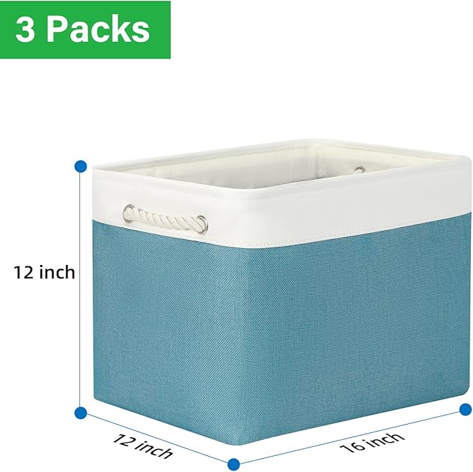 Bidtakay Large Storage Baskets for Shelves 3 Pack 16x11.8x11.8 Inch Storage Bins for Organizing Fabric Storage Cubes for Clos