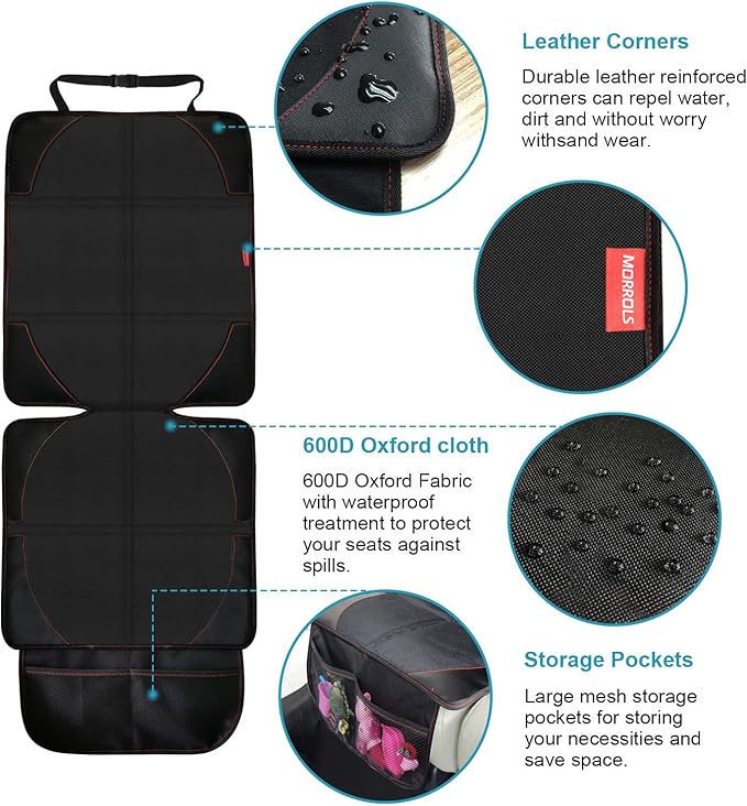 Car Seat Protector for Child, Baby, Pets -1 Pack car seat Cover with Thick Padding- Waterproof Universal Size with Mesh Pocke