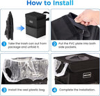 Beicarin Car Trash Can with Lid - Trash Bag Hanging with Storage Pockets Leak-Proof Organizer Collapsible and Portable Waterproof Garbage Bin, 2.2 Gallons Multipurpose Trash Bin for Car