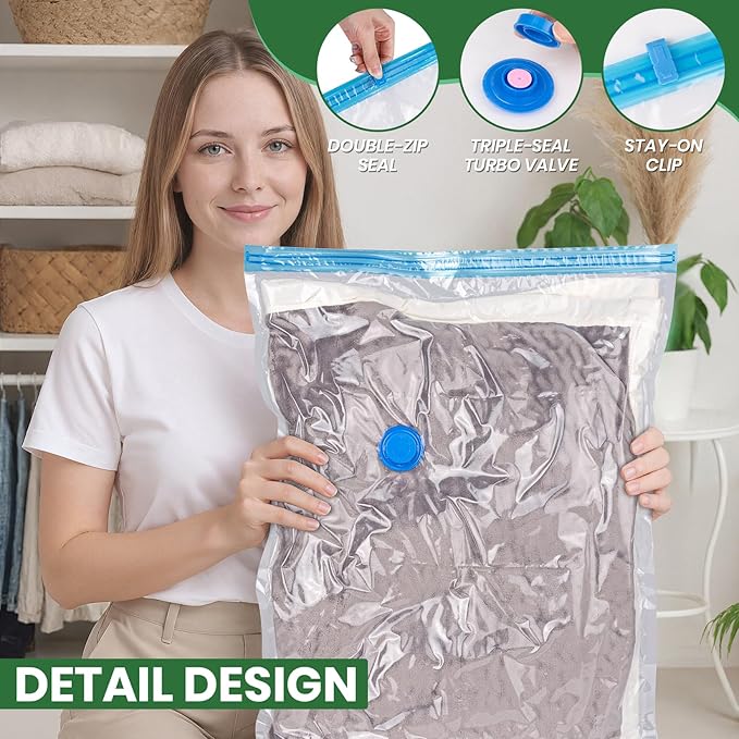 Vacuum Storage Bags,30Pack Vacuum Seal Bags for Clothing,Travel,Clothes,Comforters,Blankets,Pillows-6 Jumbo+6 Large+6 Medium+