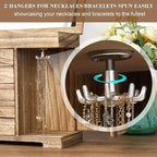 Miratino Jewelry Box for Women Girls, Rustic Wooden Jewelry Organizer Box with Mirror, 5 Layer Jewelry Storage Case Display f