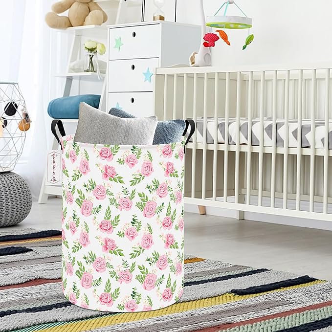 QUEENLALA Large Storage Basket,Laundry Hamper/Bathroom/Home Decor/Collapsible Round Storage Bin,Boys and Girls Hamper/Boxes/C