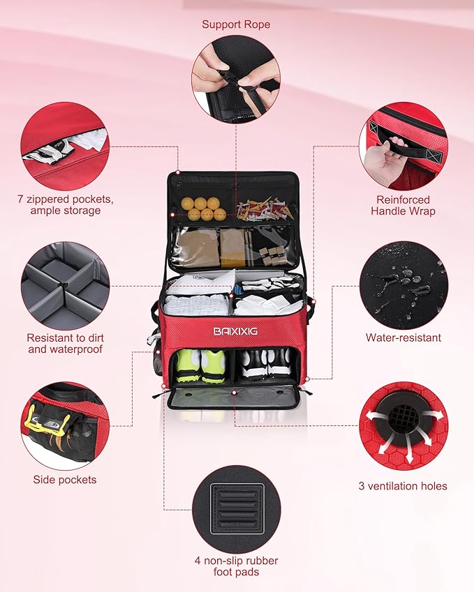 Golf Trunk Organizer, Waterproof Car Golf Locker with Separate Ventilated Compartment for 2 Pair Shoes, Golf Storage for Balls, Tees