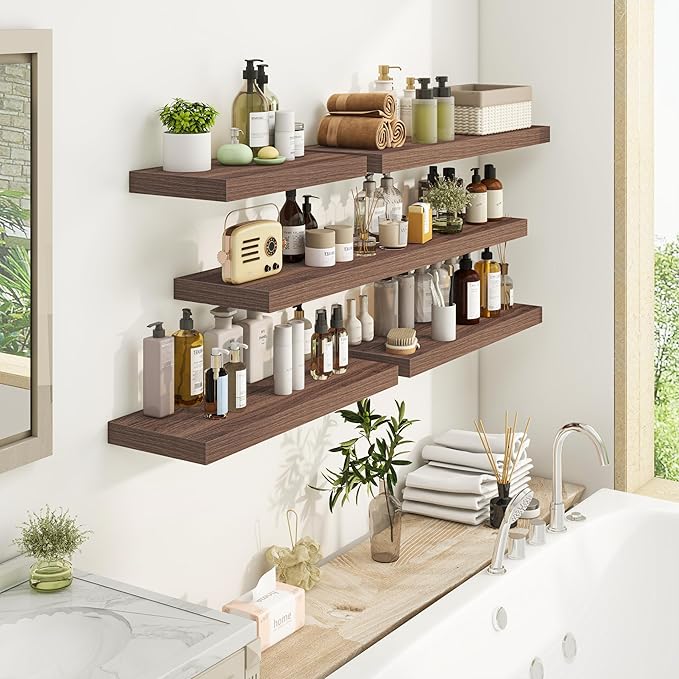 Fun Memories Floating Shelves 32 Inch Long, 9.3Inch Deep Floating Shelves for Wall, Extra Deeper & Thicker Wall Mounted Stora