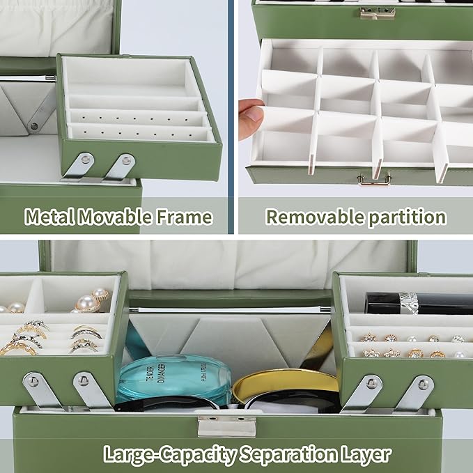 Dajasan Jewelry Organizer Box, Large Jewelry Boxes for Women Girls, Space-Saving 4 Layers Jewelry Storage Case with Drawer, M