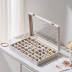 48 Grid Earring Organizer and Storage: Velvet Jewelry Tray with Lid, Jewelry Box for Studs, Earrings, Rings, Necklaces, Dress