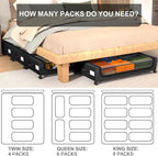 GoMaihe Under Bed Storage with Wheels: 6-Pack XXL 48L Underbed Storage Containers with Lids - Rolling Drawers for Shoes Cloth