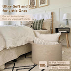 INDRESSME XXXLarge Blanket Basket for Living Room 21.7" x 21.7" x 13.8"-Storage Basket with Handle for Organizing Toy Pillows