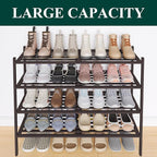 Smiry Long Bamboo Shoe Rack 4-Tier, Stackable Wooden Shoe Organizer for Entryway & Closet, Free Standing Wood Shoe Storage Sh