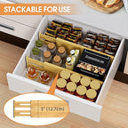 Bamboo Drawer Dividers Organizers, Kitchen Drawer Organizer, Adjustable Drawer Divider for Clothes, Kitchen, Dresser, Bedroom