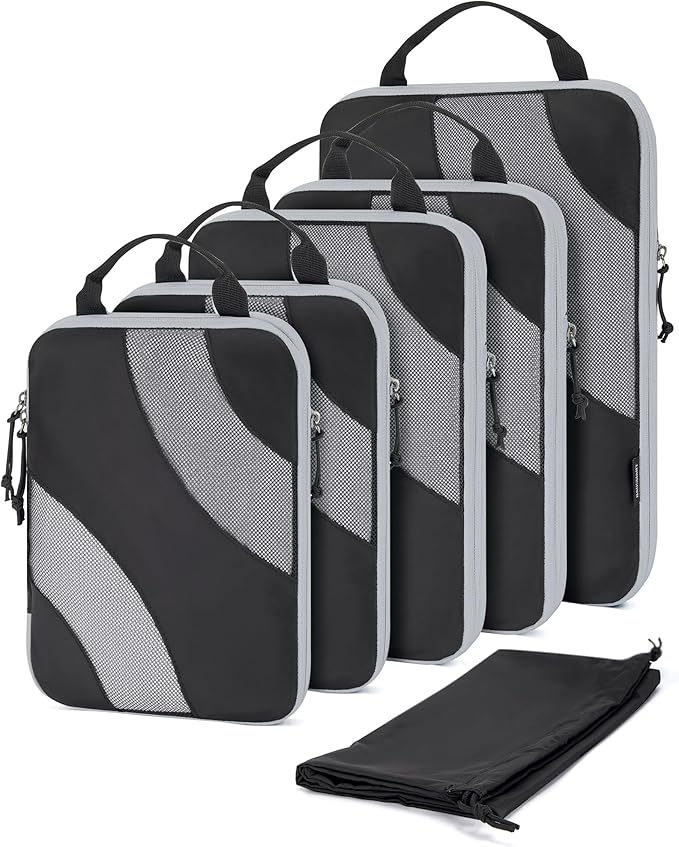 BAGSMART Compression Packing Cubes, 6 Set/4 Set/2 Set Travel Packing Cubes for Carry on Suitcases, Compression Suitcase Organ
