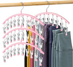Legging Organizer for Closet, Metal Yoga Pants Hangers 4 Pack w/10 Clips Holds 40 Leggings, Space Saving Hanging Closet Organ