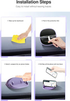 Loncaster Car Phone Holder, Car Phone Mount Silicone Car Pad Mat for Various Dashboards, Slip Free Desk Phone Stand Compatible with iPhone, Samsung, Android Smartphones, GPS Devices More (Purple)