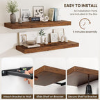 Fun Memories 24 Inch Floating Shelves Wall-Mounted, 12 Inch Deep Wall Shelves, 24 x 12 Floating Shelf, Deep Storage Shelf for