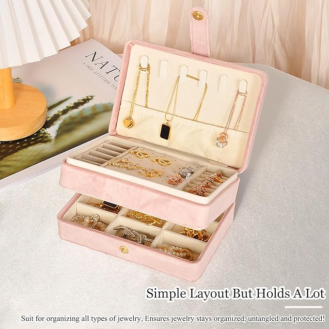 MODENGKONGJIAN Jewelry Organizer Box, 2-Layer Large Jewelry Storage Case, Portable Travel Jewelrys Display Holder for Earring