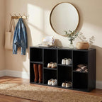 YESHOMY 8-Cube Storage Organizer, 2-Tier Black Bookshelf Open Frame, Modern Bookcase Display Shelf with Adjustable Shelves fo