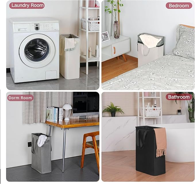 efluky Slim Laundry Basket, Narrow Laundry Hamper with Handles, Collapsible Dirty Clothes Hamper, Tall Laundry Bin for Laundr