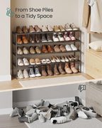 SONGMICS Shoe Rack, 4-Tier Shoe Organizer, Metal Storage Shelf, Upright or Upside Down, for 25-30 Pairs, Stackable, for Entry