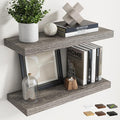 24 Inch Floating Shelves for Wall Set of 2, 8"D Wood Grain Bathroom Shelves with Invisible Brackets, Easy Install Engineered 