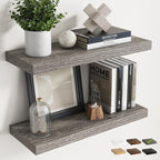 24 Inch Floating Shelves for Wall Set of 2, 8"D Wood Grain Bathroom Shelves with Invisible Brackets, Easy Install Engineered 