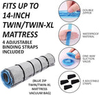 Storage Logic Foam Mattress Vacuum Bag with Blue Zipper, Mattress Storage Bag, Straps Included, Twin/Twin-XL