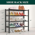 Smiry Shoe Rack, 4 Tier Bamboo Shoe Organizer, Stackable Free Standing Wooden Shoe Storage Shelf for Closet, Entryway, Front 