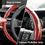 West Llama Carbon Fiber Steering Wheel Covers,3 Piece Car Wheel Cover Universal Fit 99% Cars(Glossy Red)